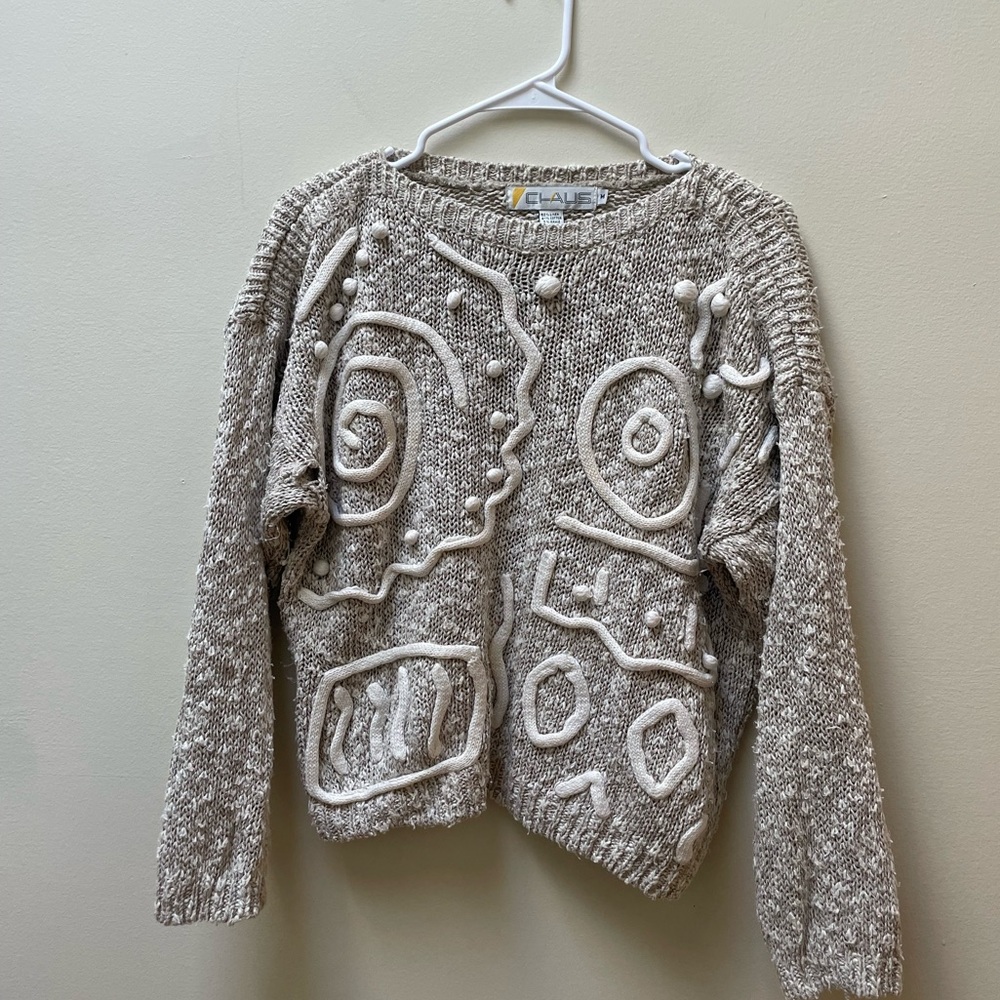 Vintage Linen Blend Modern Abstract Sweater